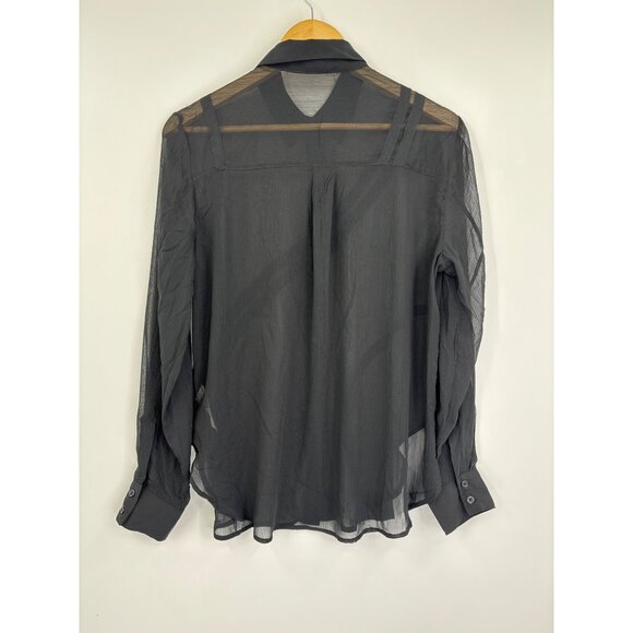 RM Rebecca Minkoff Chiffon Sheer Long Sleeve Button Up Down Blouse Small NWOT - Picture 4 of 4